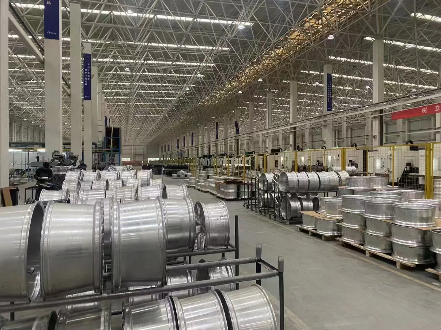 Wheel blanks and equipment at a partner production facility